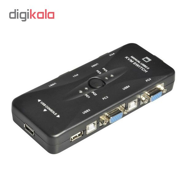 سوییچ چهار پورت KVM مدل FJ-2UK به همراه 4 عدد کابل KVM
